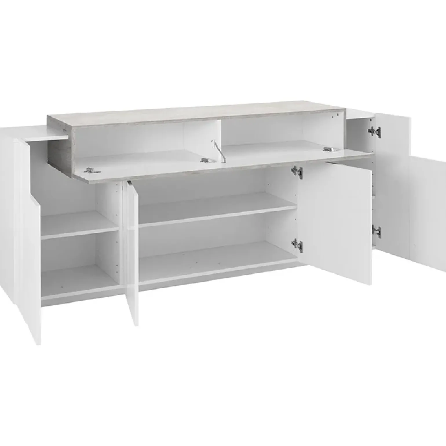Credenza 200x86h cm 4 ante moderna bianco lucido cemento Milos Gihome®