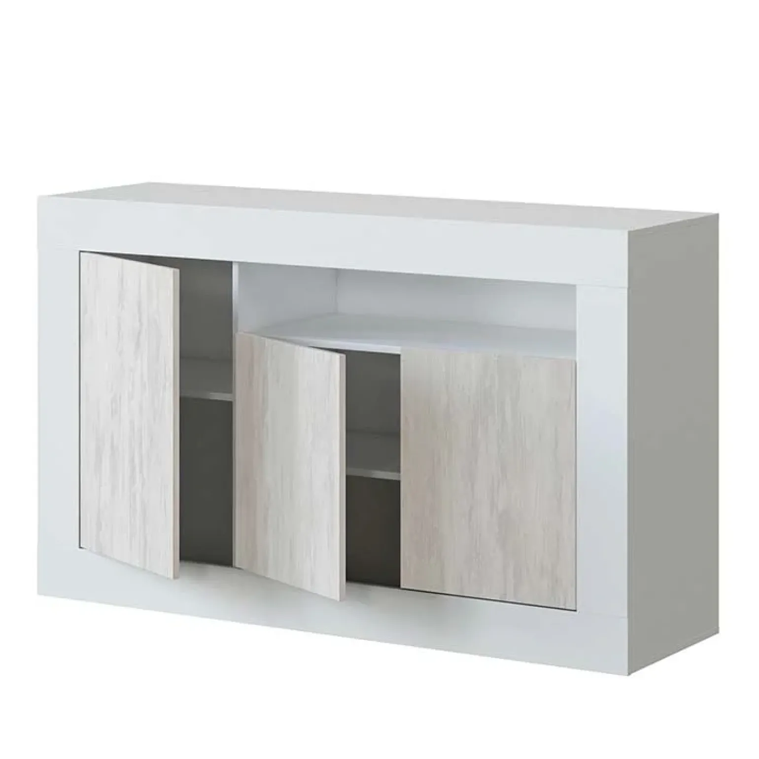 Credenza 144x87h cm 3 ante moderna soggiorno bianco artico Atene