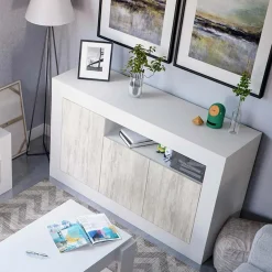 Credenza 144x87h cm 3 ante moderna soggiorno bianco artico Atene