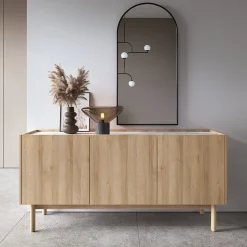 Credenza 144x68h cm 3 ante moderna rovere chiaro bianco Tanzania
