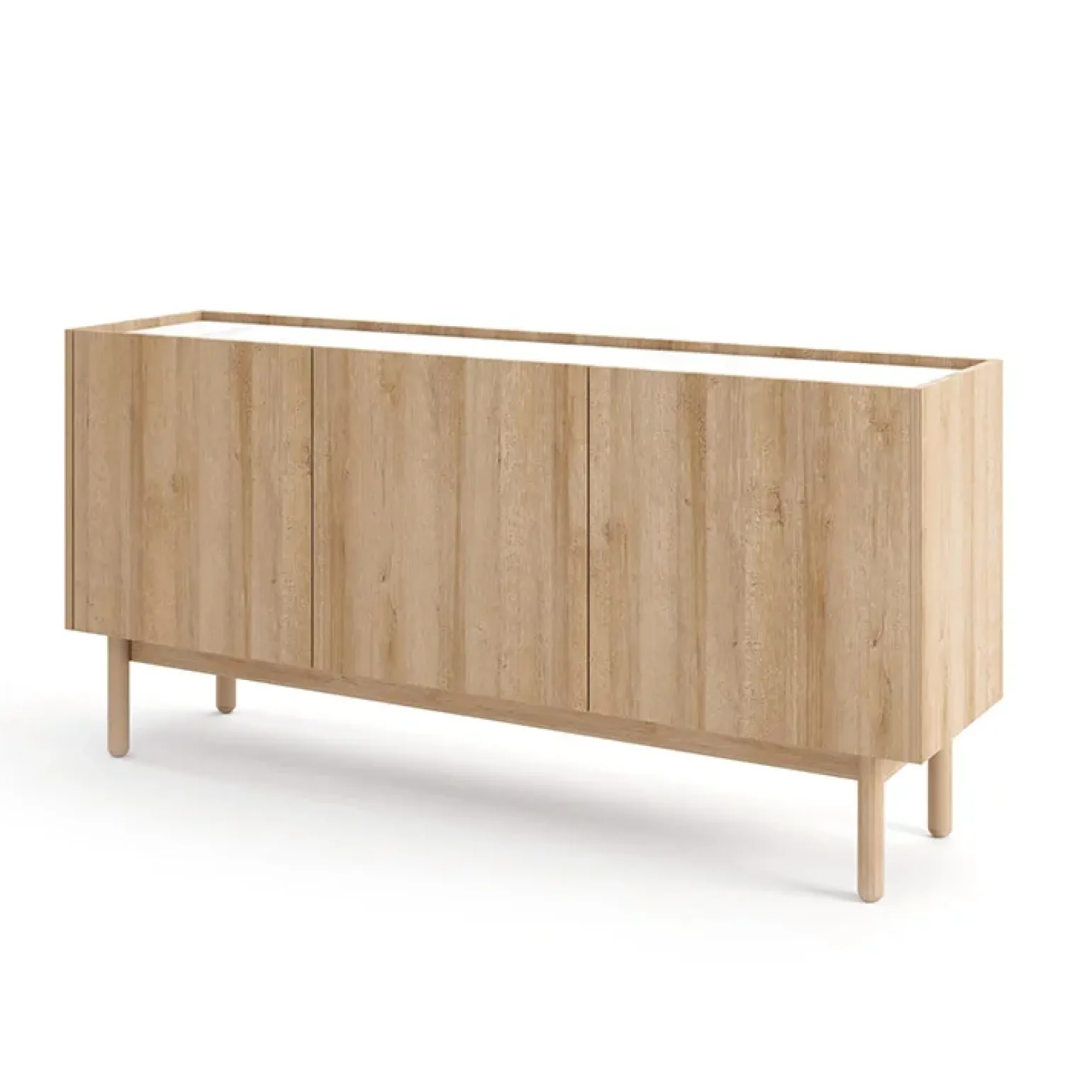 Credenza 144x68h cm 3 ante moderna rovere chiaro bianco Tanzania