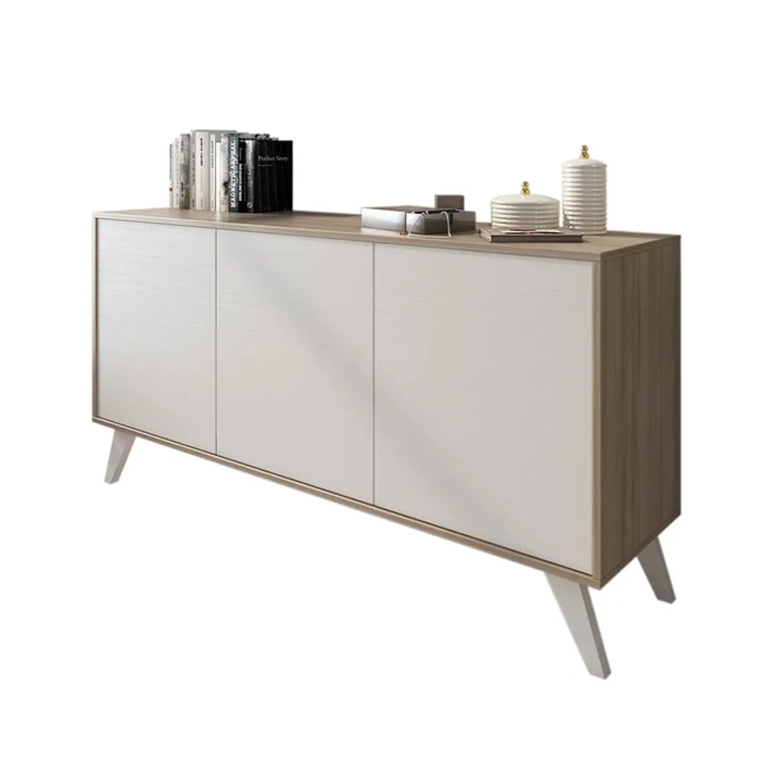 Credenza 154x72h cm 3 ante soggiorno rovere bianco frassinato Divine