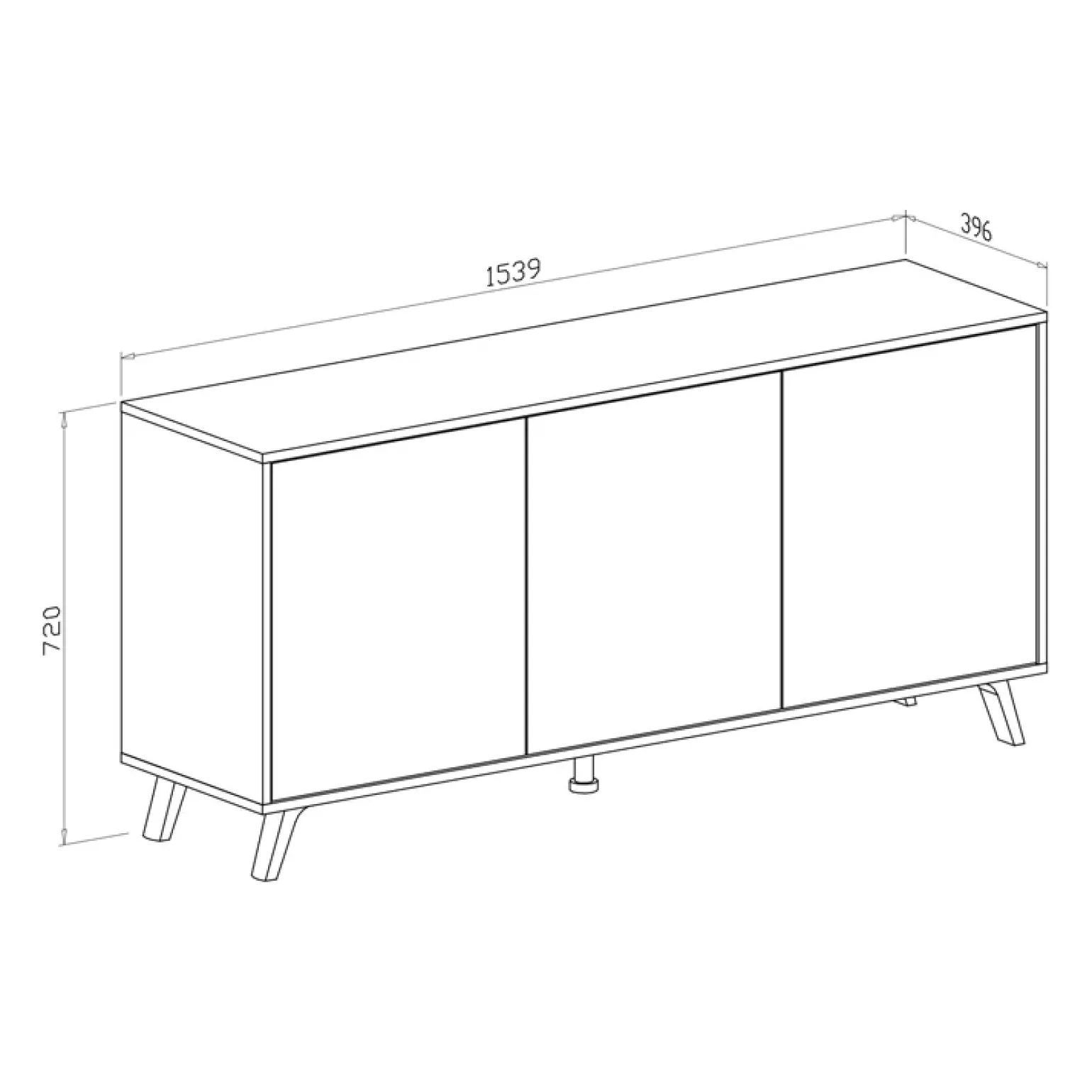 Credenza 154x72h cm 3 ante soggiorno rovere bianco frassinato Divine