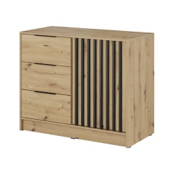 Credenza 105x86h cm 3 cassetti moderna quercia nero Miller