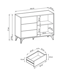 Credenza 104x77h cm 3 cassetti moderna soggiorno quercia nero Becca