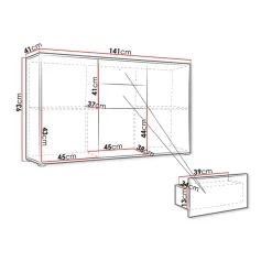 Credenza 141x93h cm 2 cassetti 3 ante moderna bianco Eindhoven