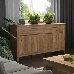 Credenza 156x98h cm 3 cassetti 3 ante rovere scuro Lucca