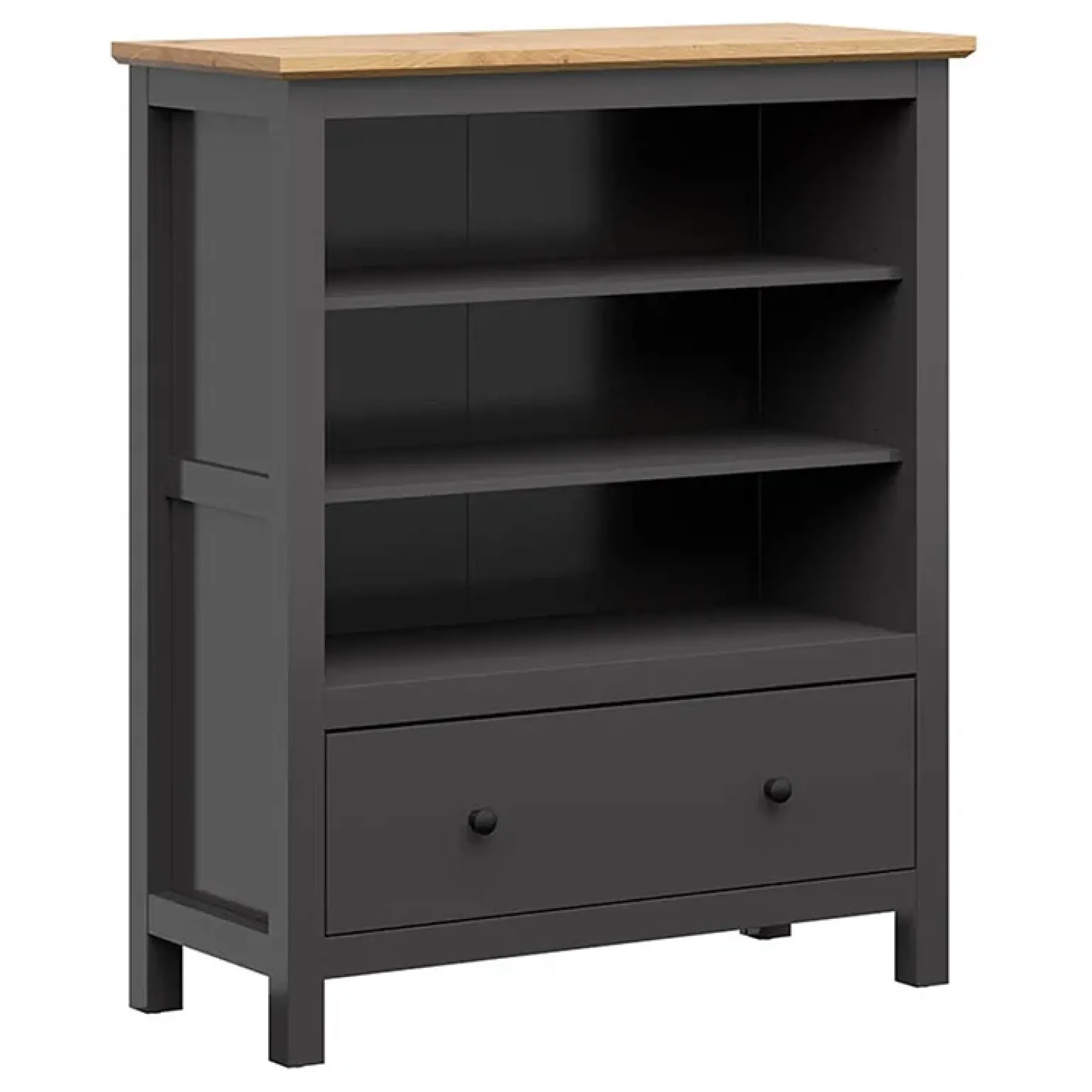 Credenza 101x121h cm 1 cassetto nero grafite rovere chiaro Holga