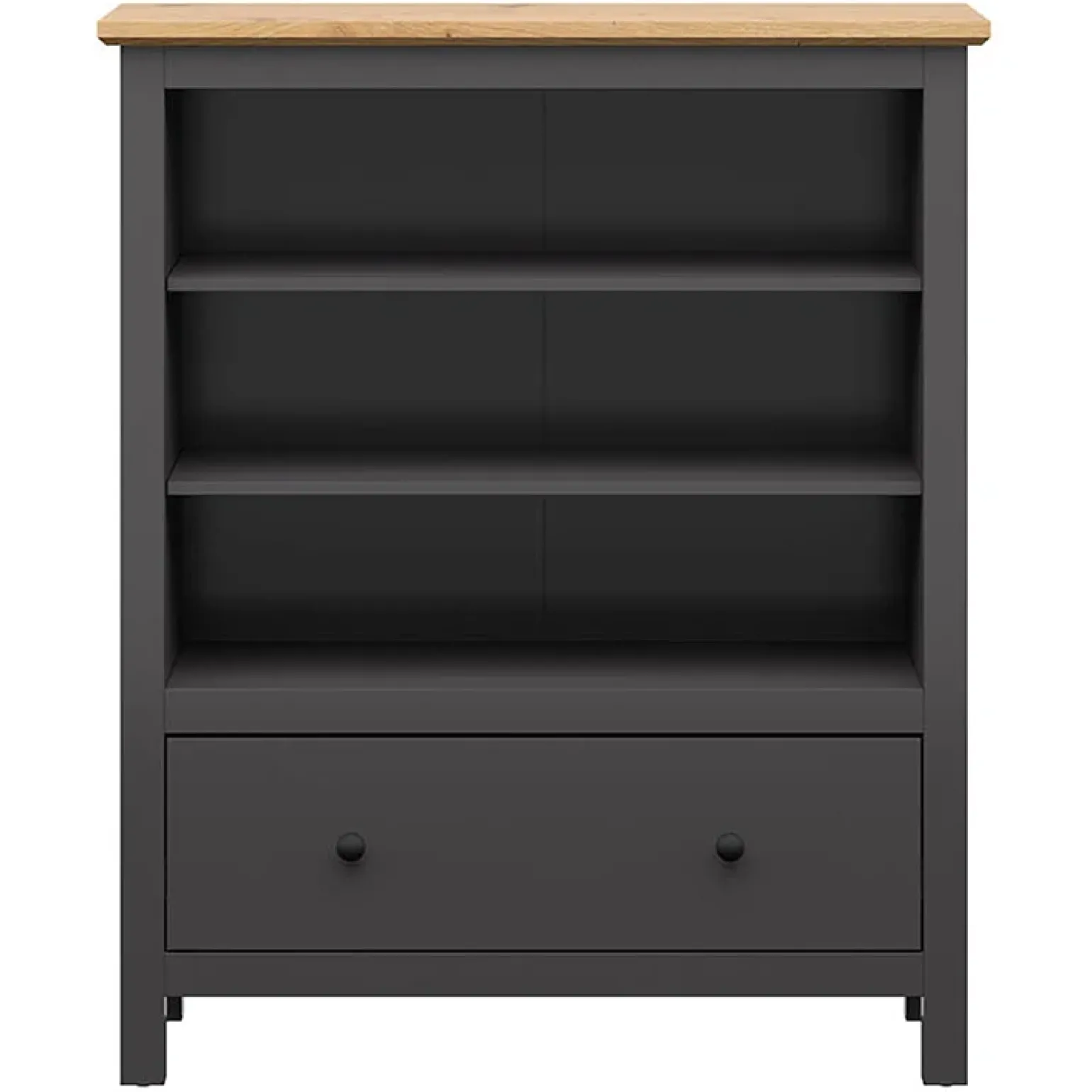 Credenza 101x121h cm 1 cassetto nero grafite rovere chiaro Holga