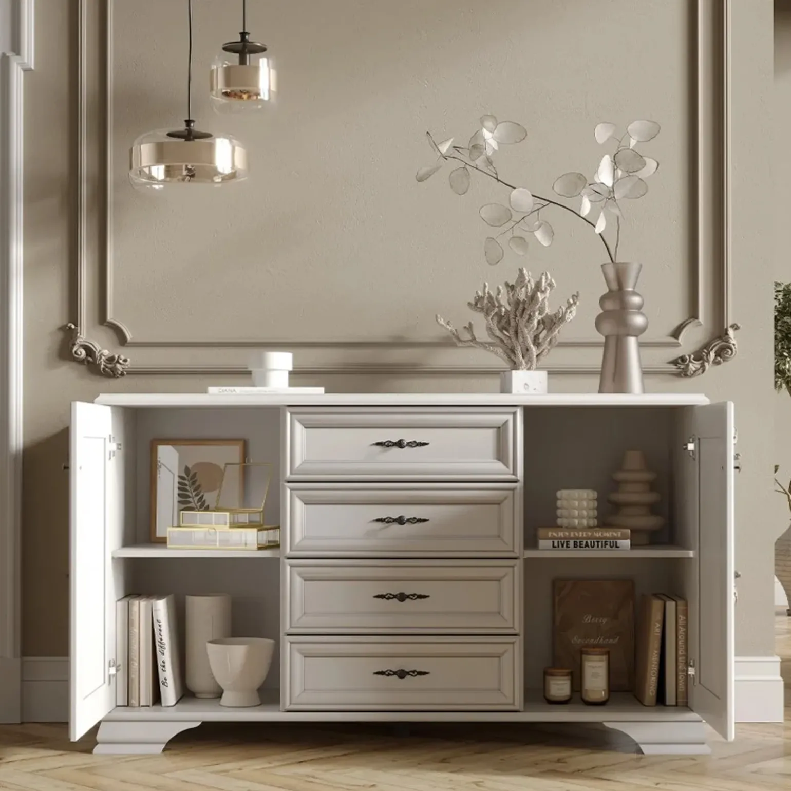 Credenza 155x90h cm arte povera bianco Angela