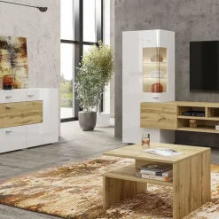 Credenza 165x71h cm moderna bianco rovere Maserati