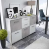 Credenza 114x78h cm moderna bianco opaco cemento Durban