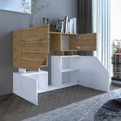 Credenza 120x100h cm moderna design rovere bianco Modesta