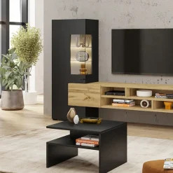 Credenza 165x71h cm moderna nero rovere chiaro Maserati