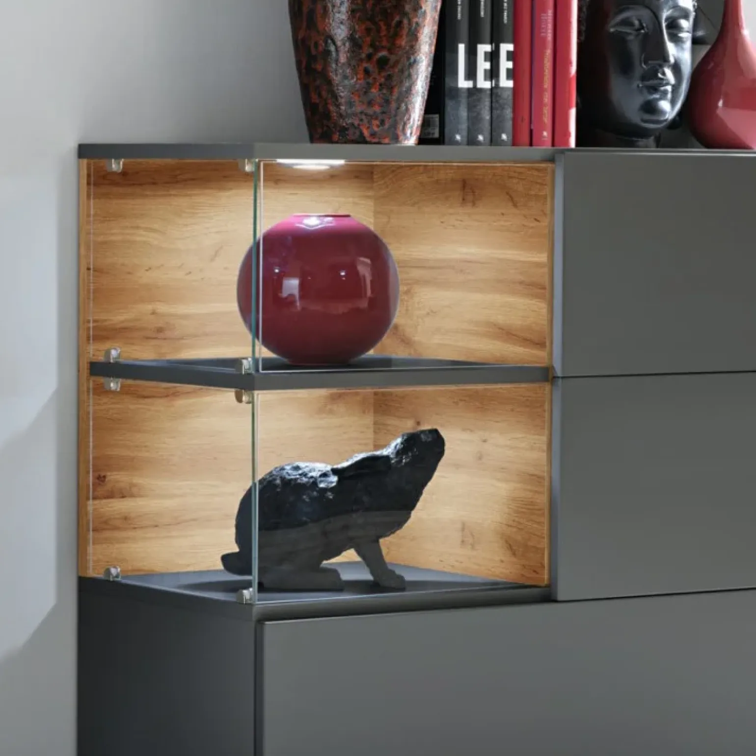Credenza 120x77h cm moderna soggiorno rovere antracite Oviedo Gihome®