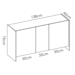 Credenza 138x75h cm moderna soggiorno bianco opaco rovere Norton