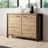 Credenza 112x91h cm soggiorno industrial quercia nero opaco Neive
