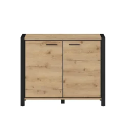 Credenza 112x91h cm soggiorno industrial quercia nero opaco Neive