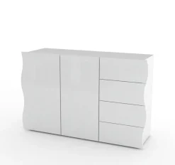 Credenza 130x81h cm soggiorno moderna bianco lucido Sea Gihome®