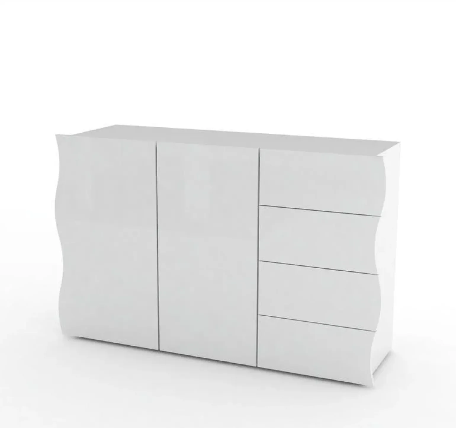 Credenza 130x81h cm soggiorno moderna bianco lucido Sea Gihome®