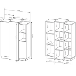 Credenza 110x134h cm soggiorno 3 ante bianco opaco quercia James