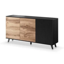 Credenza 160x82h cm soggiorno design industrial rovere nero Nandina