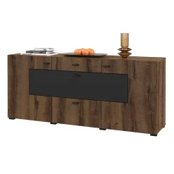 Credenza 165x71h moderna cm rovere scuro nero Maserati