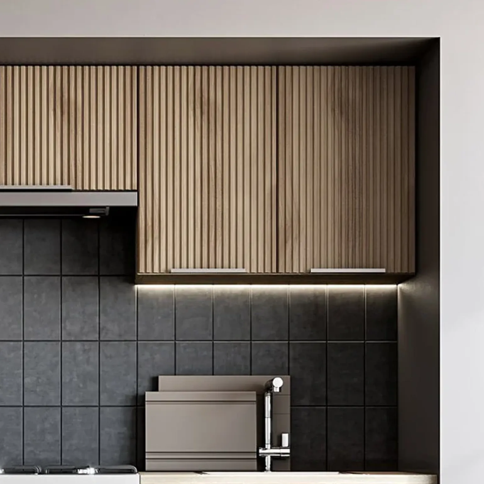 Cucina 240cm completa componibile moderna grigio rovere sonoma Taipei