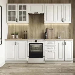Cucina 240cm completa moderna shabby componibile bianco frassinato rovere Oxford