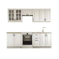 Cucina 240cm completa moderna shabby componibile bianco frassinato rovere Oxford