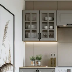 Cucina 240cm completa moderna shabby componibile grigio rovere Oxford