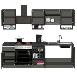 Cucina 255cm componibile lineare moderna antracite grigio pietra Gourmet Elegance