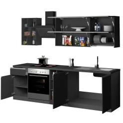 Cucina 255cm componibile lineare moderna antracite grigio pietra Gourmet Prestige