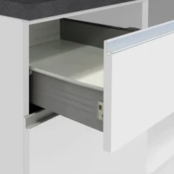 Cucina 255cm componibile lineare moderna bianco grigio pietra Gourmet Pure