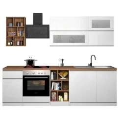 Cucina 255cm componibile lineare moderna bianco rovere Gourmet Prestige