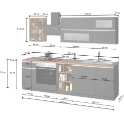 Cucina 255cm componibile lineare moderna bianco grigio pietra Gourmet Prestige