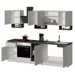 Cucina 255cm componibile lineare moderna bianco grigio pietra Gourmet Elegance