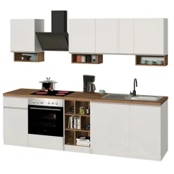 Cucina 255cm componibile lineare moderna bianco rovere Gourmet Elegance