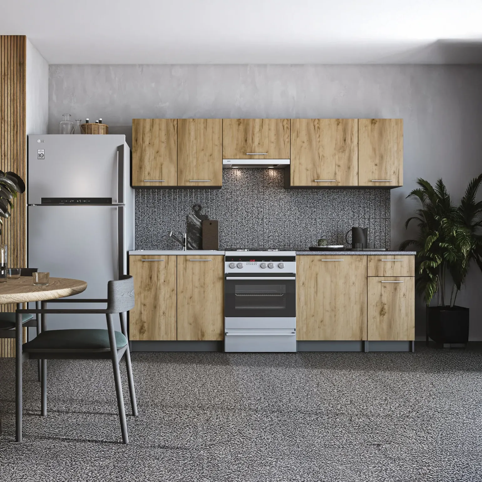 Cucina 240cm moderna componibile lineare quercia antracite Urban