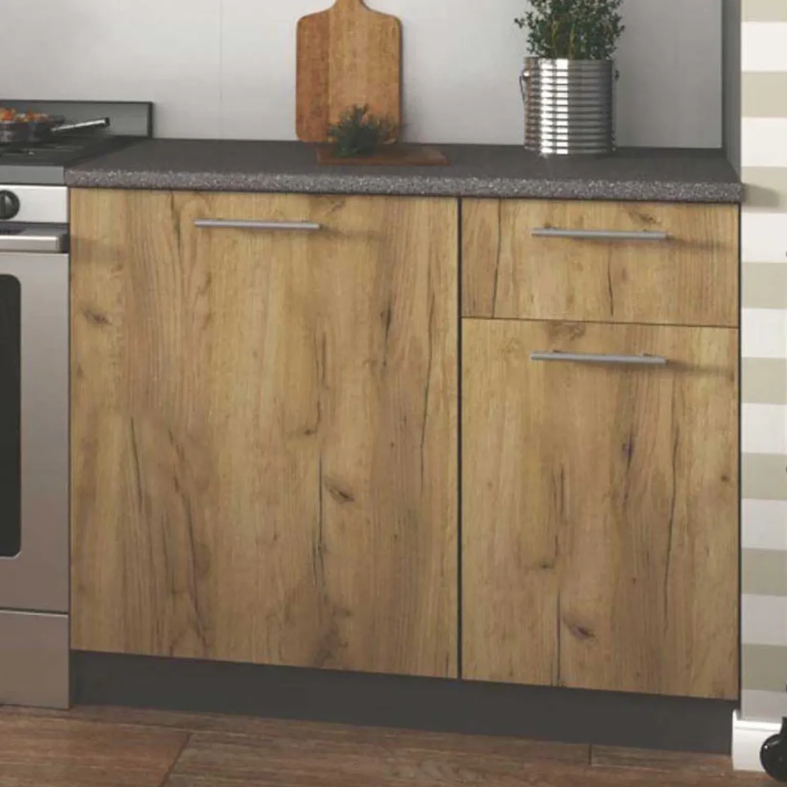 Cucina 240cm moderna componibile lineare quercia antracite Urban