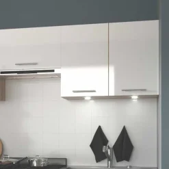 Cucina 200cm moderna componibile lineare bianca rovere Matrix