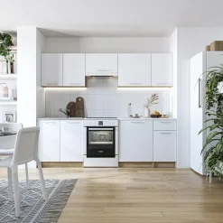 Cucina 240cm moderna componibile bianca rovere Urban