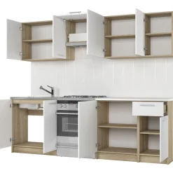 Cucina 240cm moderna componibile bianca rovere Urban