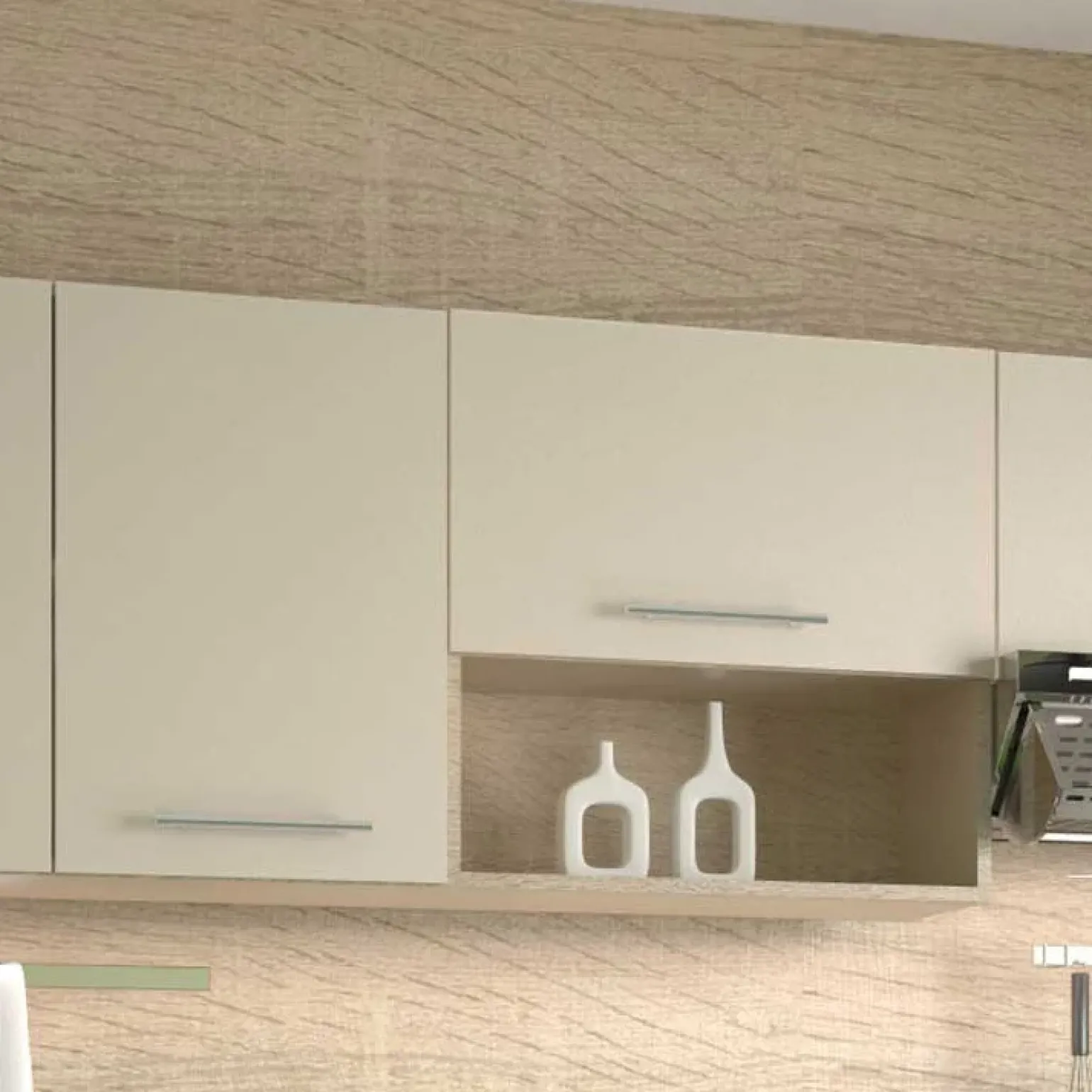 Cucina 260cm moderna componibile lineare rovere beige Natural