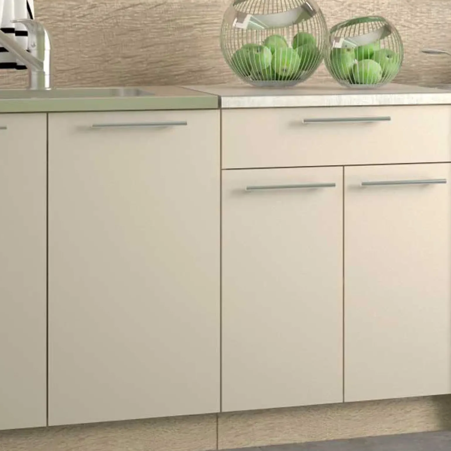Cucina 260cm moderna componibile lineare rovere beige Natural