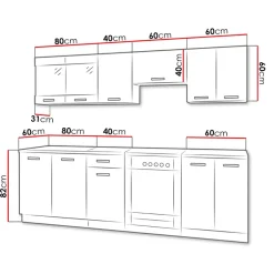 Cucina 240cm moderna componibile lineare bianco nero Wine