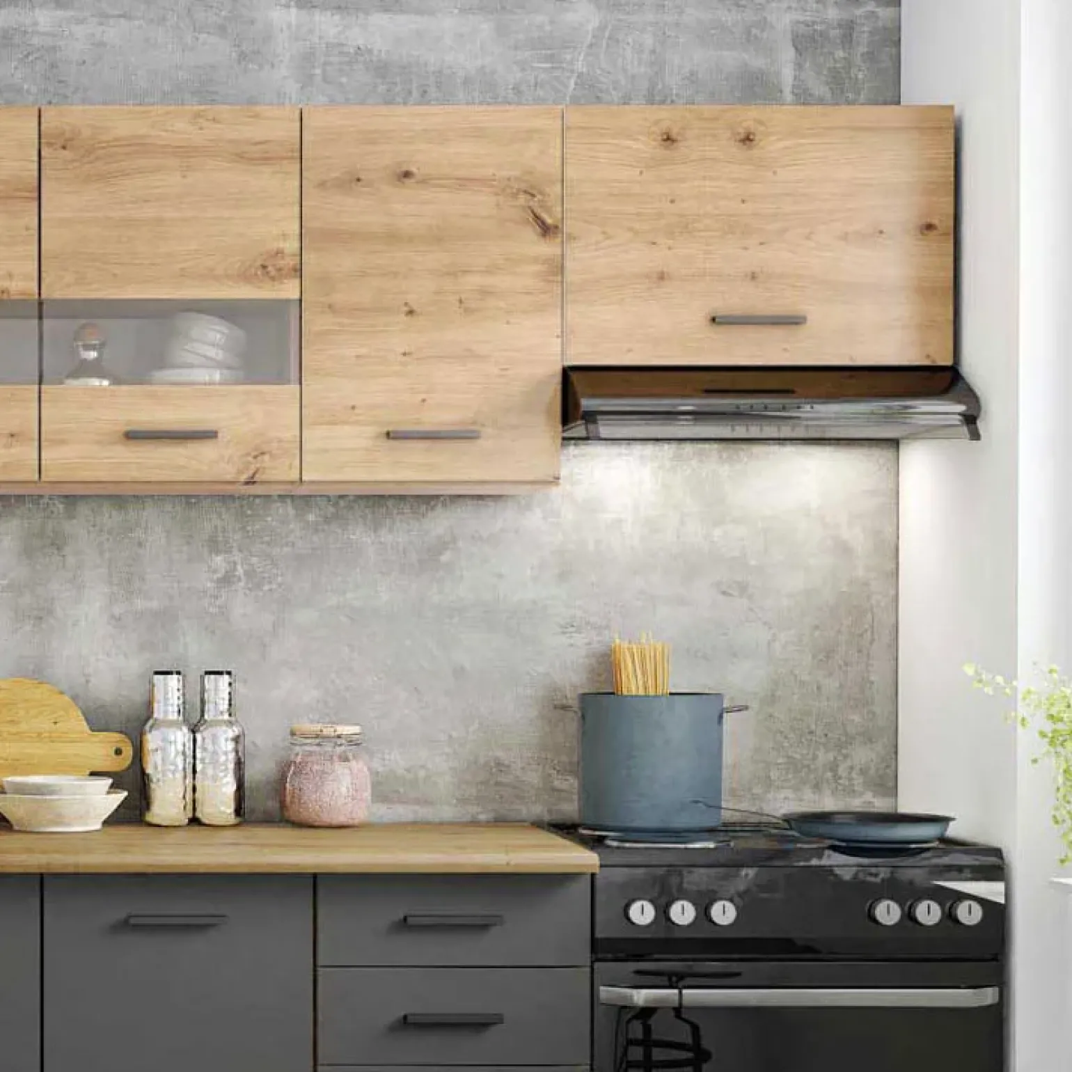 Cucina 260cm moderna lineare standard rovere grigio Cook
