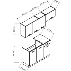 Cucina 180cm moderna lineare soggiorno quercia Dalia