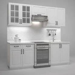 Cucina 220cm moderna lineare componibile bianca Artus