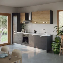 Cucina 285cm reversibile moderna lineare rovere antracite GourmetSpace